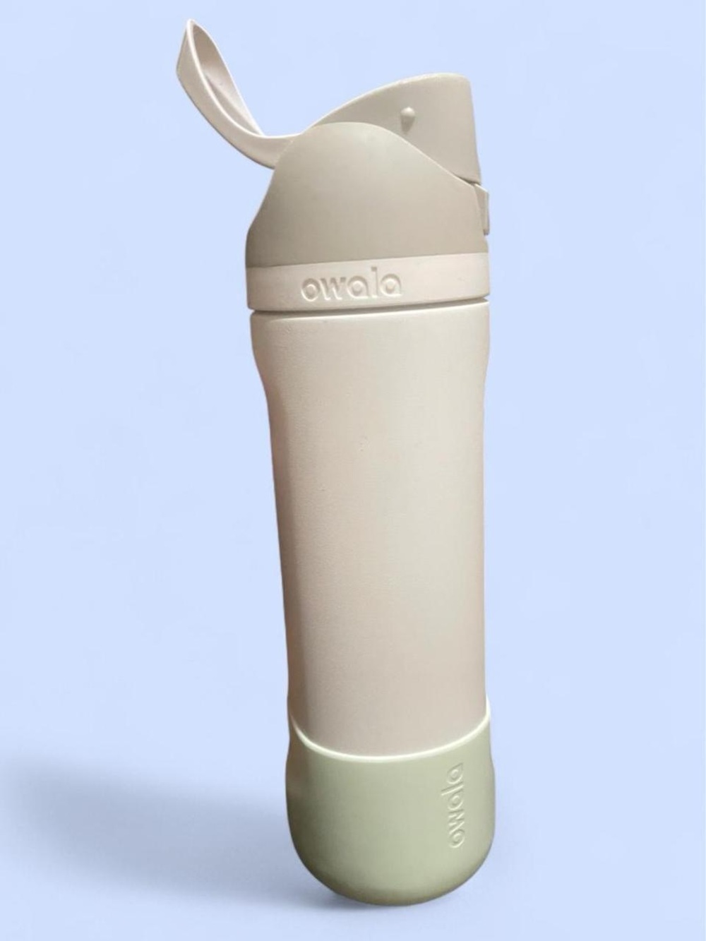 Owala FreeSip Stainless Steel 24oz Water Bottle White & Light Gray w/ Teal Boot